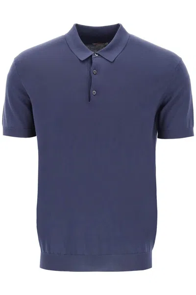 Shop Baracuta Cotton Knit Polo Shirt In Blue