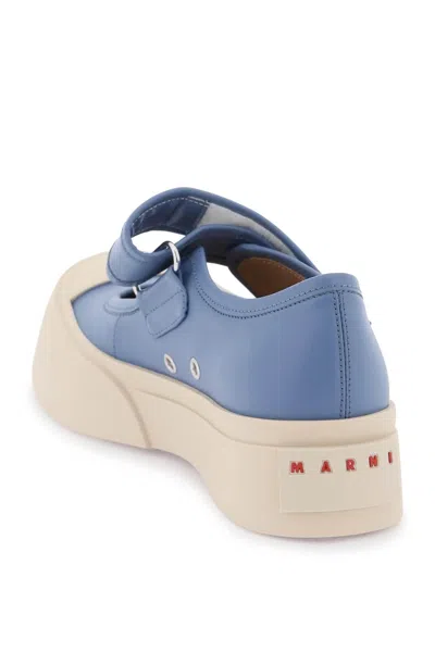 Shop Marni Pablo Mary Jane Nappa Leather Sneakers In Blue,beige