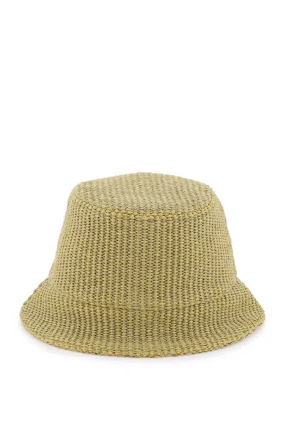 Shop Marni Raffia Effect Bucket Hat In Green