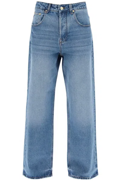 Shop Jacquemus Wide Leg Jeans In Blue