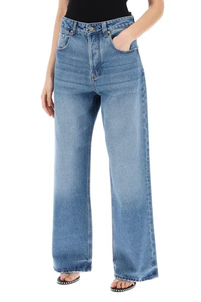Shop Jacquemus Wide Leg Jeans In Blue