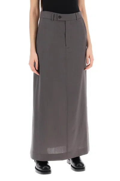 Shop Mm6 Maison Margiela Maxi Skirt With Tieable Panel In 灰色的