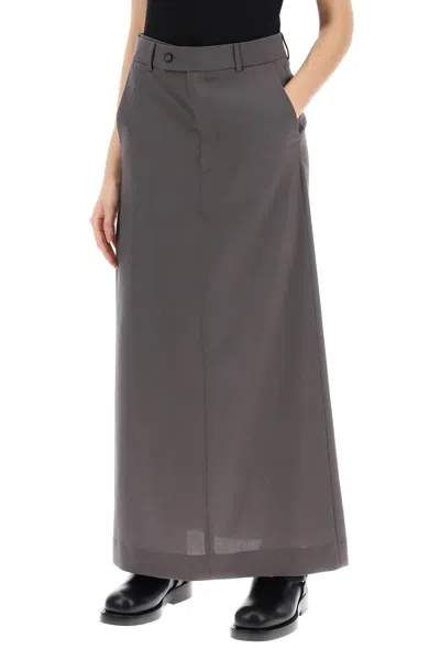 Shop Mm6 Maison Margiela Maxi Skirt With Tieable Panel In 灰色的