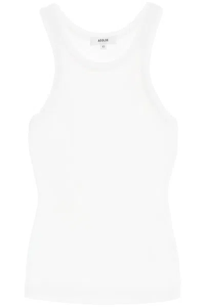 Shop Agolde "ribbed Sleeveless Top B In White