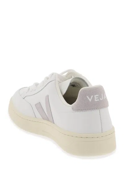 Shop Veja Leather V 12 Sneakers In White,grey