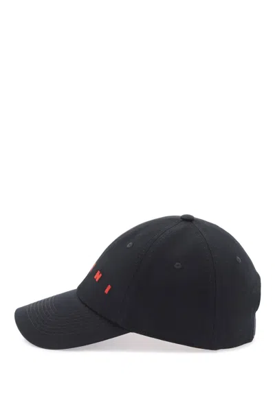 Shop Marni Embroidered Logo Baseball Cap With In Black