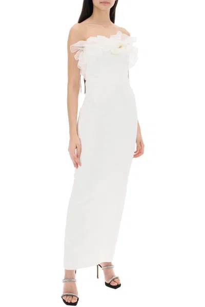 Shop Alessandra Rich Strapless Dress With Organza Details In White
