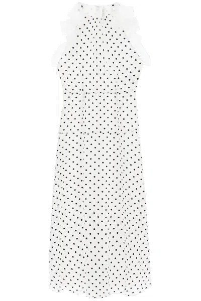 Shop Alessandra Rich Sleeveless Maxi Dress In Polka In 白色的