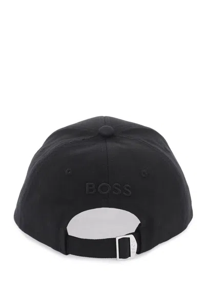 Shop Hugo Boss Boss Baseball Cap With Tricolor Embroidery In 黑色的
