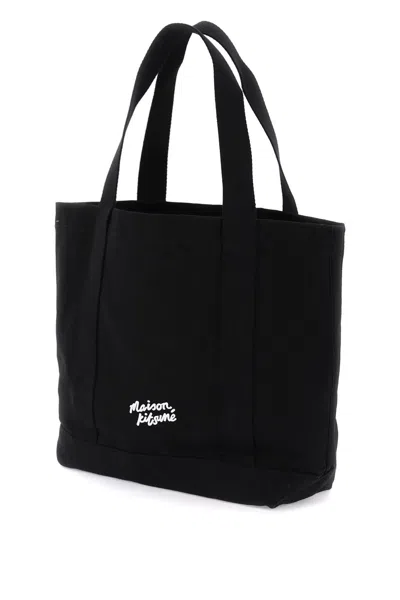 Shop Maison Kitsuné Maison Kitsune Fox Head Tote Bag In 黑色的