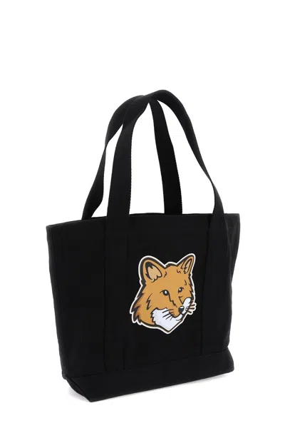 Shop Maison Kitsuné Maison Kitsune Fox Head Tote Bag In 黑色的
