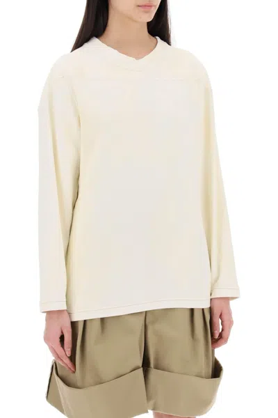 Shop Maison Margiela Crewneck Sweatshirt With Numerical In Neutro