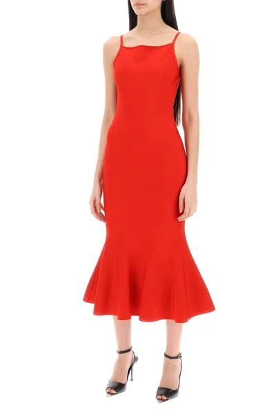 Shop Alexander Mcqueen Knit Midi Dress In Seven In Red