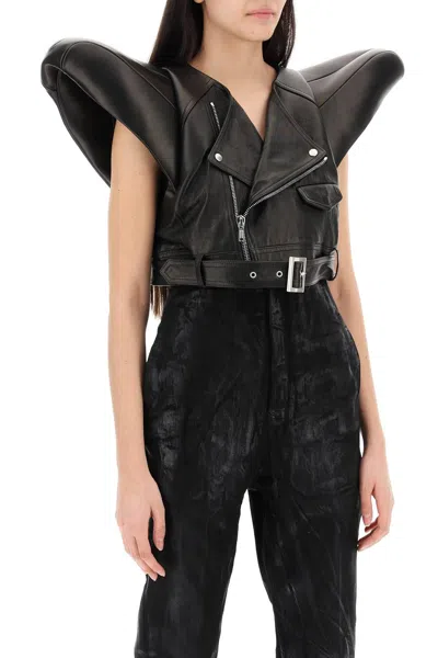 Shop Rick Owens Leather Art Vest For Men In 黑色的