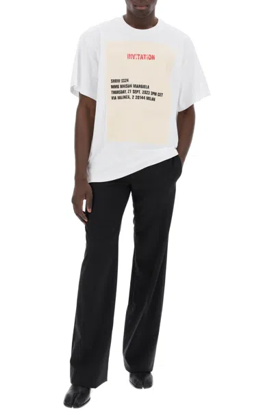 Shop Mm6 Maison Margiela Invitation Print T Shirt With In White