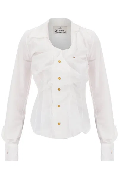 Shop Vivienne Westwood Poplin Drunken Shirt In 白色的