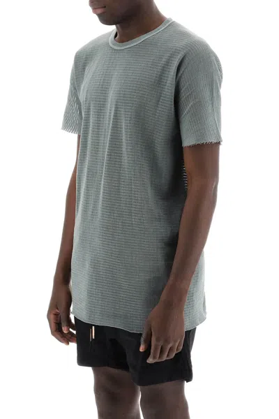 Shop Boris Bidjan Saberi Cotton Perforated T Shirt In Green,grey