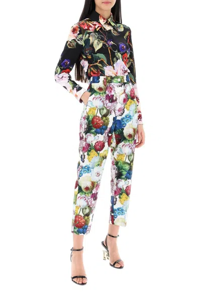 Shop Dolce & Gabbana Nocturnal Flower Cigarette Pants In Multicolor