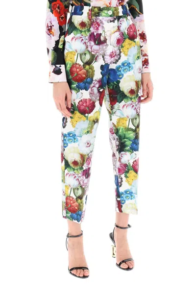 Shop Dolce & Gabbana Nocturnal Flower Cigarette Pants In Multicolor