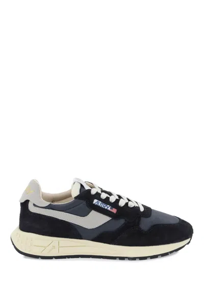 Shop Autry Reelwind Low Top Nylon And Suede Sneakers In Grey,black