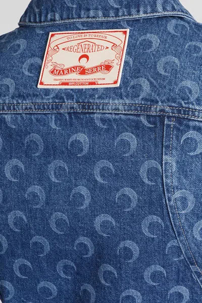 Shop Marine Serre Denim Jackets In Blue Cotton