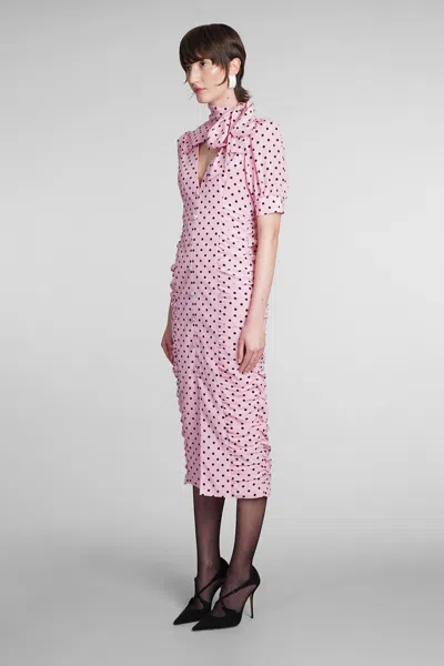 Shop Alessandra Rich Dress In Rose-pink Silk