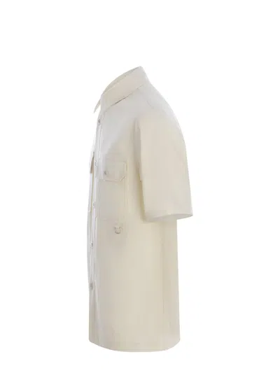 Shop Paolo Pecora Shirt  Made Of Cotton Blend In Off White