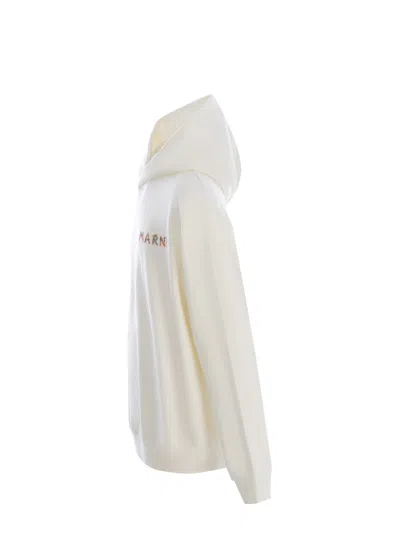 Shop Marni Hooded Sweatshirt  Made Of Cotton In Off White