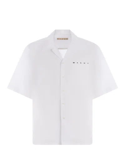 Shop Marni Bowling Shirt  Made Of Cotton In Bianco
