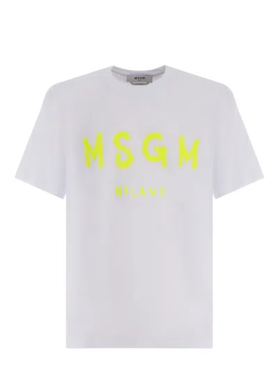 Shop Msgm T-shirt  Realizzata In Cotone Disponibile Store Pompei In Bianco