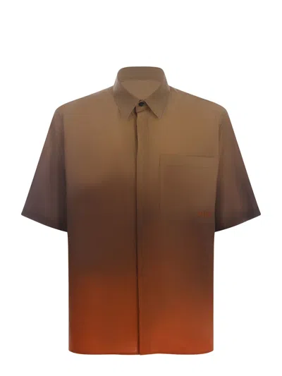 Shop Msgm Shirt  Faded Made Of Cotton Poplin In Beige Scuro