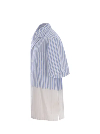 Shop Msgm Shirt  Riga Made Of Cotton Poplin In Bianco/celeste