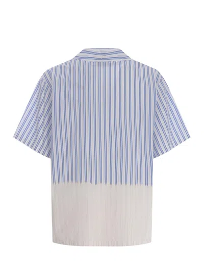 Shop Msgm Shirt  Riga Made Of Cotton Poplin In Bianco/celeste