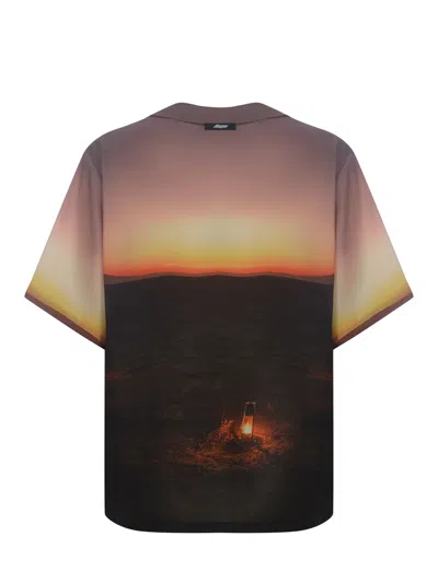 Shop Msgm Shirt  Sunset Made Of Fluid Fabric In Multicolor