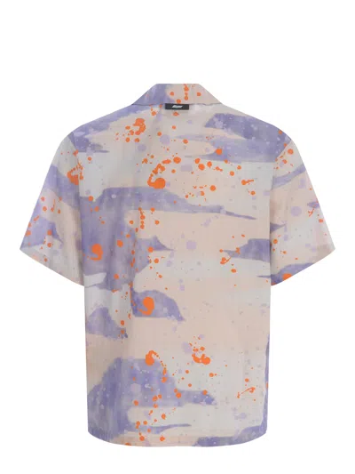 Shop Msgm Shirt  Dripping Camo Made Of Cotton In Camouflage Lilla