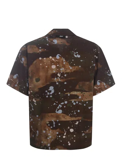 Shop Msgm Shirt  Dripping Camo Made Of Cotton In Camouflage Marrone