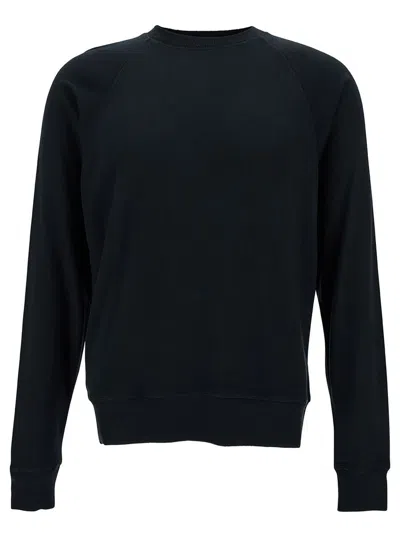 Shop Tom Ford Black Crewneck Sweatshirt With Ribbed Trim In Modal Blend Man