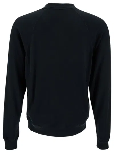 Shop Tom Ford Black Crewneck Sweatshirt With Ribbed Trim In Modal Blend Man
