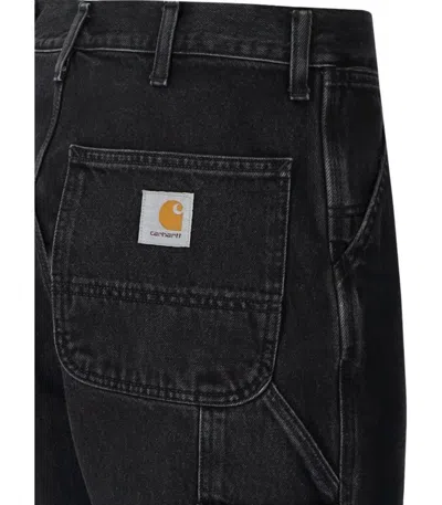 Shop Carhartt Wip  Single Knee Stone Washed Black Jeans
