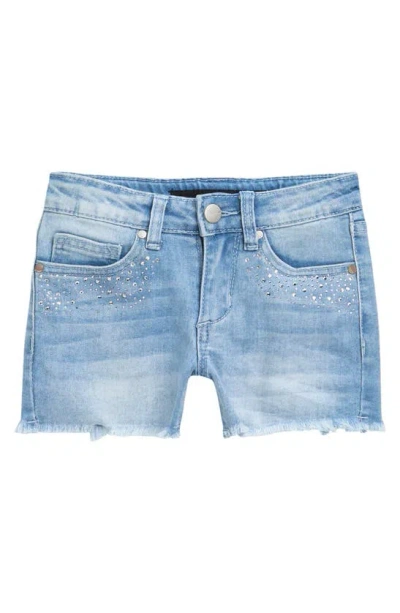 Shop Joe's Kids' Caroline Crystal Embellished Frayed Denim Shorts In Cali Blue