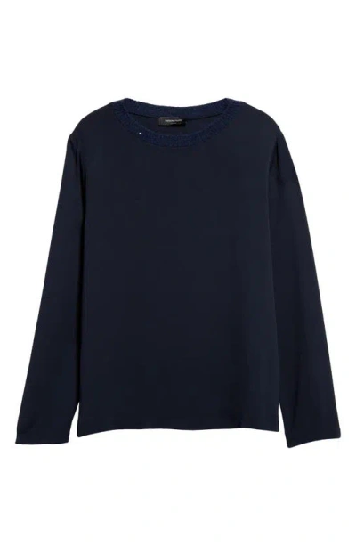 Shop Fabiana Filippi Sequin Crewneck Sweater In Blu Inchiostro