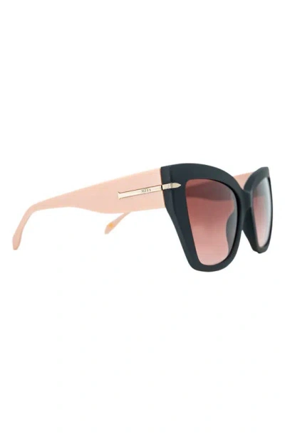Shop Mita Sustainable Eyewear 56mm Gradient Cat Eye Sunglasses In Matte Black/ Matte Blush