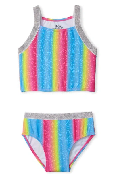 Shop Hatley Kids' Rainbow Stripe Two-piece Swimsuit In Multi Stripe