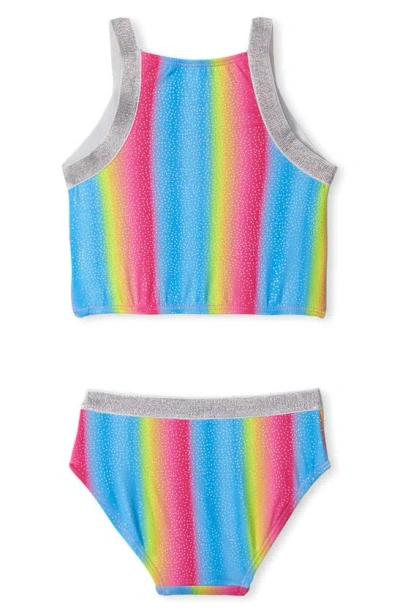 Shop Hatley Kids' Rainbow Stripe Two-piece Swimsuit In Multi Stripe