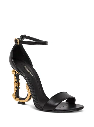 Shop Dolce & Gabbana Devotion Black Leather Sandals Woman