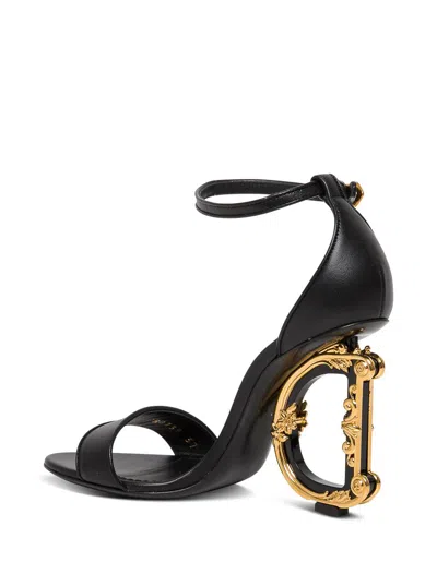 Shop Dolce & Gabbana Devotion Black Leather Sandals Woman