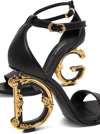Shop Dolce & Gabbana Devotion Black Leather Sandals Woman