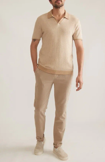 Shop Marine Layer Liam Stripe Rib Sweater Polo In Sable/ Ivory