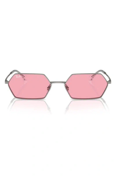 Ray Ban Yevi Bio-based Sunglasses Gunmetal Frame Pink Lenses 55-18 In Pink