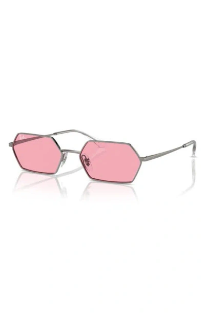 Ray Ban Yevi Bio-based Sunglasses Gunmetal Frame Pink Lenses 55-18 In Pink